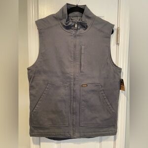 NWT Brahma Men’s Insulated Canvas Work Vest Size S Gray Full Zip Pockets Thermal